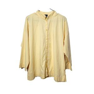 Eileen Fisher Button Up Blouse Large Business Casual Breathable Minimal Capsule